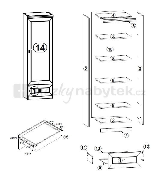 Policová skříň BRW Bigger REG1D1S/60