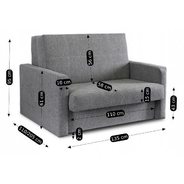  Rozkládací křeslo Mulan 2 (šedá)