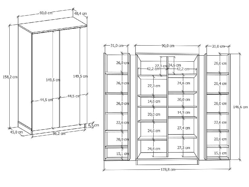 Potravinová kuchyňská skříňka Passek (bílá)