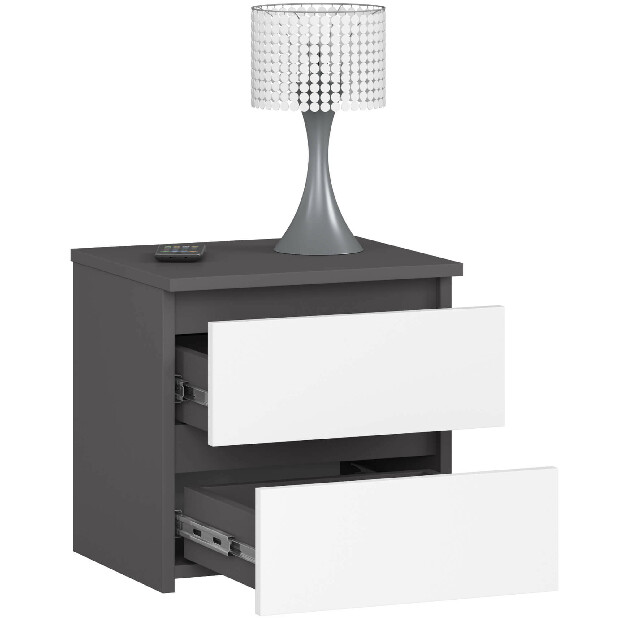 Noční stolek Operativos (grafit + bílá)