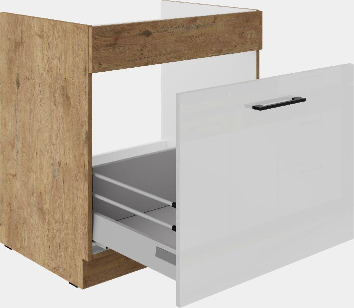 Dolní kuchyňská skříňka pod dřez Virion 80 ZL 1S BB (dub lancelot + bílý lesk)