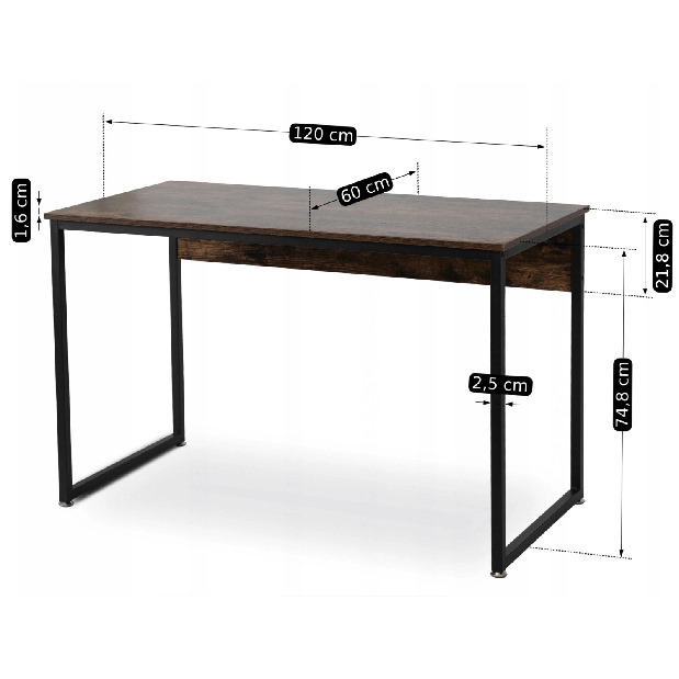 Psací stolek Regular (dub rustikal + černá)