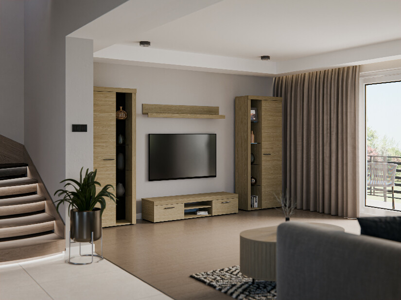 Obývací stěna Rudby XL (dub olejový) (bez osvětlení)