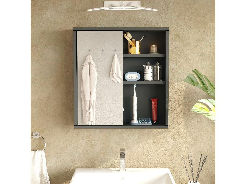 Závěsná koupelnová skříňka Nastoretta (se zrcadlem) (antracit)