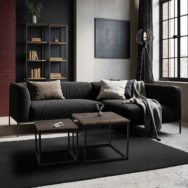 Set 2 konferenčních stolků Ocupa (dub rustikal + černá)