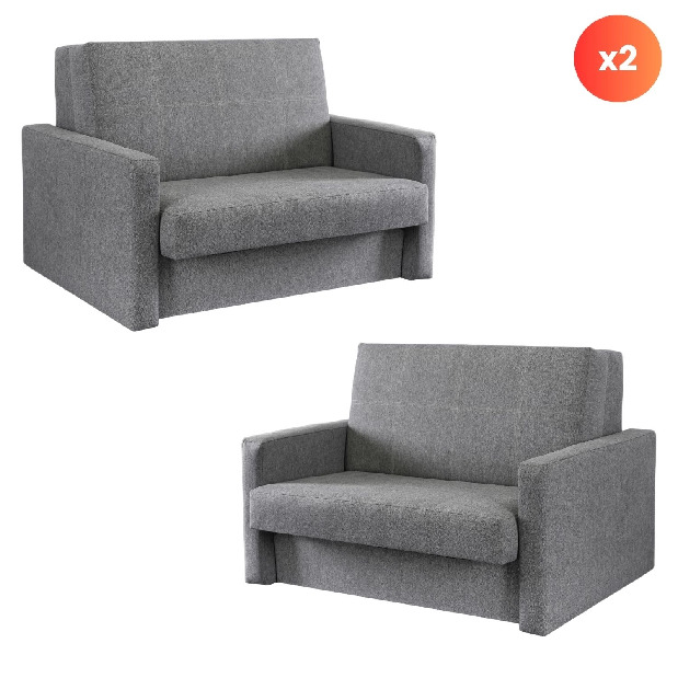  Rozkládací křeslo 2 ks Mulan 2 (šedá)