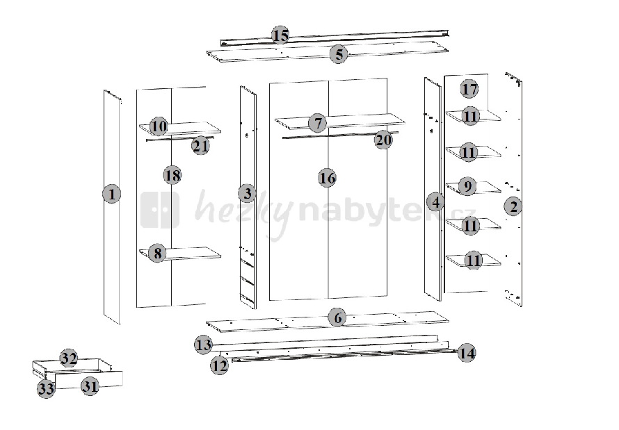 Šatní skříň BRW RE_SET ASU 22/25 