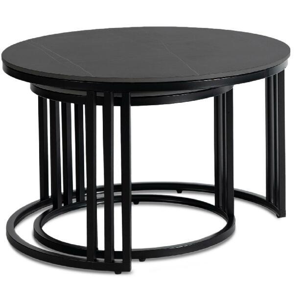 Set 2 konferenčních stolků Jugada (mramor černý + černá)
