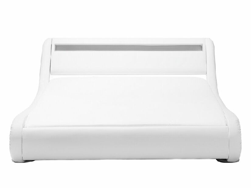 Manželská postel 140 cm AVENUE (s roštem a LED osvětlením) (bílá)