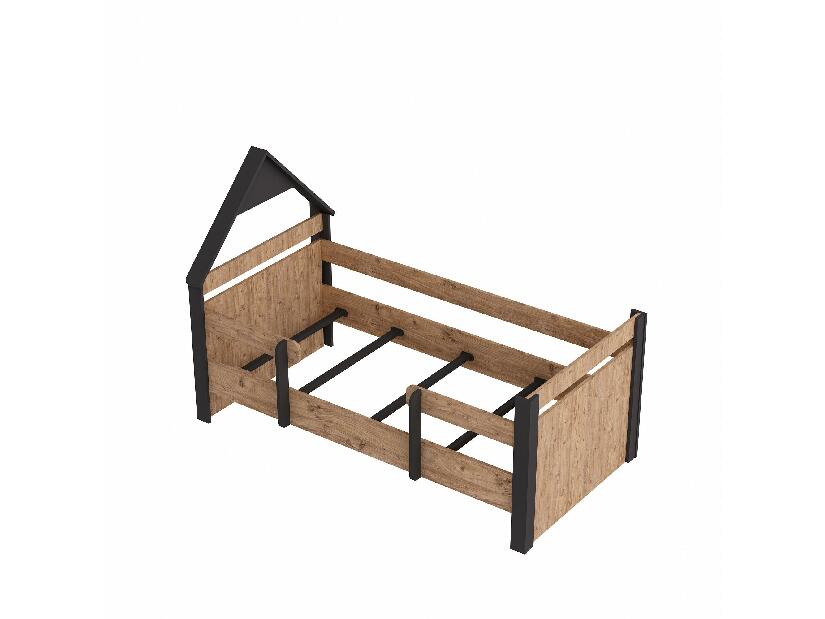 Jednolůžková postel 100 cm Nilili 5 (borovice atlantická + antracit) (s roštem)