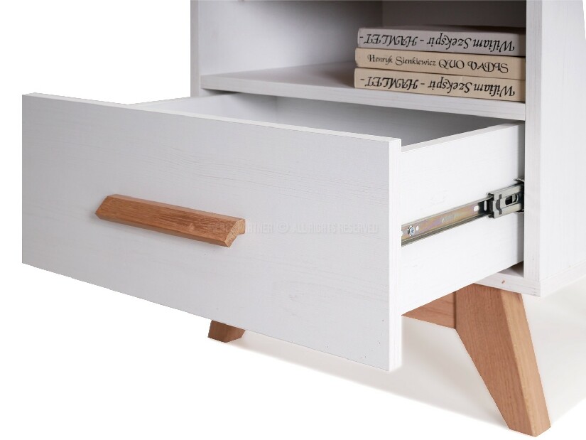 Noční stolek Balones BG15 (bílá + dub)
