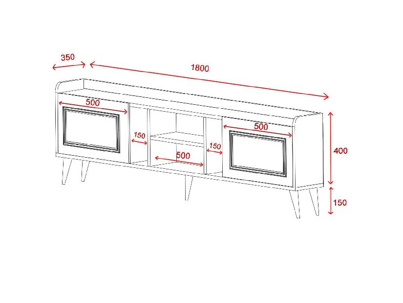 TV stolek/skříňka Kadole 2 (bílá + zlatá)