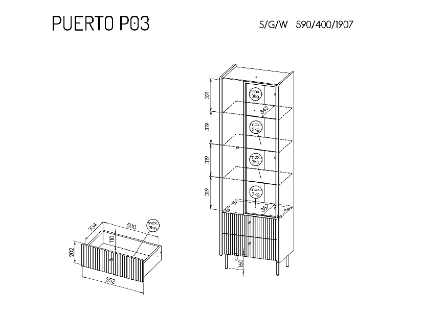 Nábytek do kanceláře Presuntos 2 (černá)