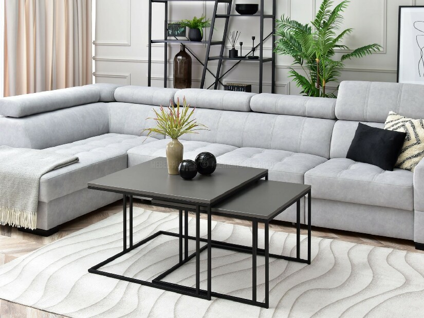 Set 2 konferenčních stolků Destapamos (grafitová + černá)