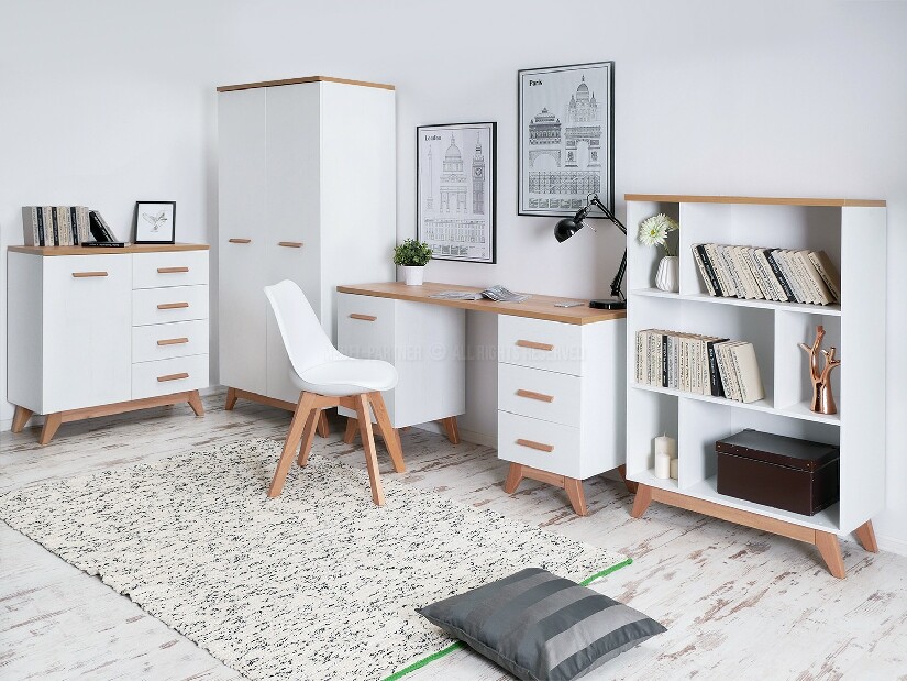Nábytek do studentského pokoje Bajas 05 (bílý + dub)
