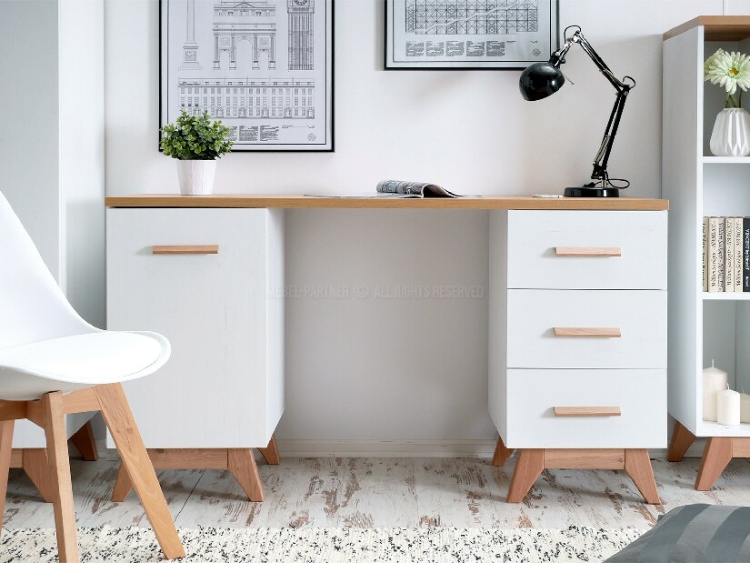 Nábytek do studentského pokoje Bajas 05 (bílý + dub)