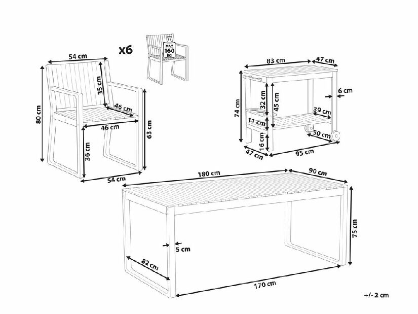 Zahradní jídelní sada Sasan (světle hnědá)