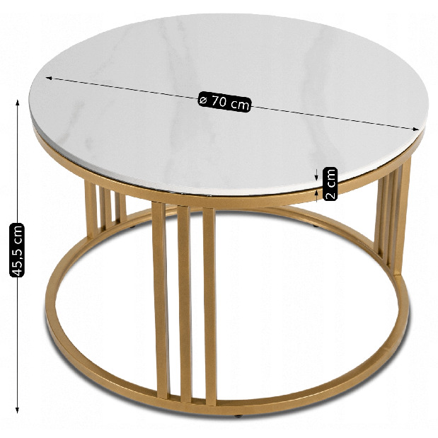 Konferenční stolek Kenrucky (lesk bílý + zlatá)