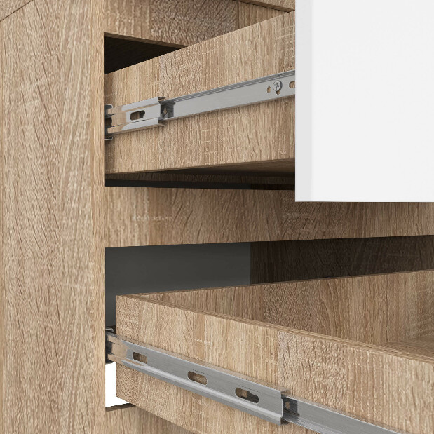 Šatní skříň Slots (dub sonoma + bílá) (s nástavbou)