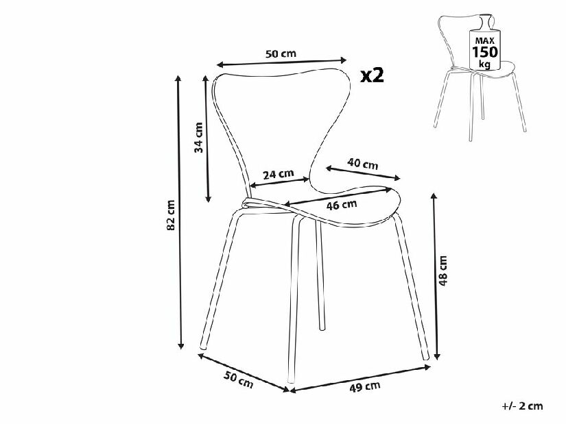 Set 2 ks jídelních židlí Baylor (béžová + stříbrná)