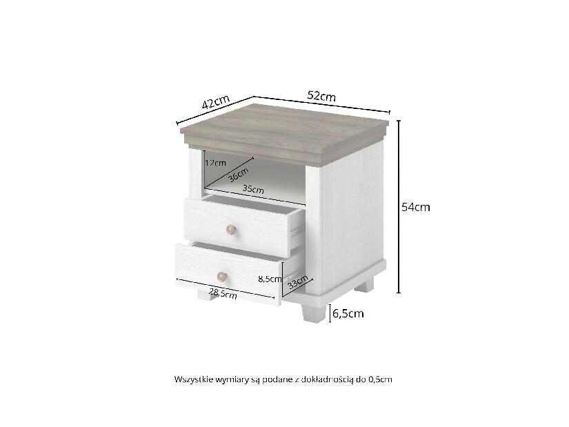 Noční stolek Elvina S Typ 22 (bílý popol + dub lefkas)
