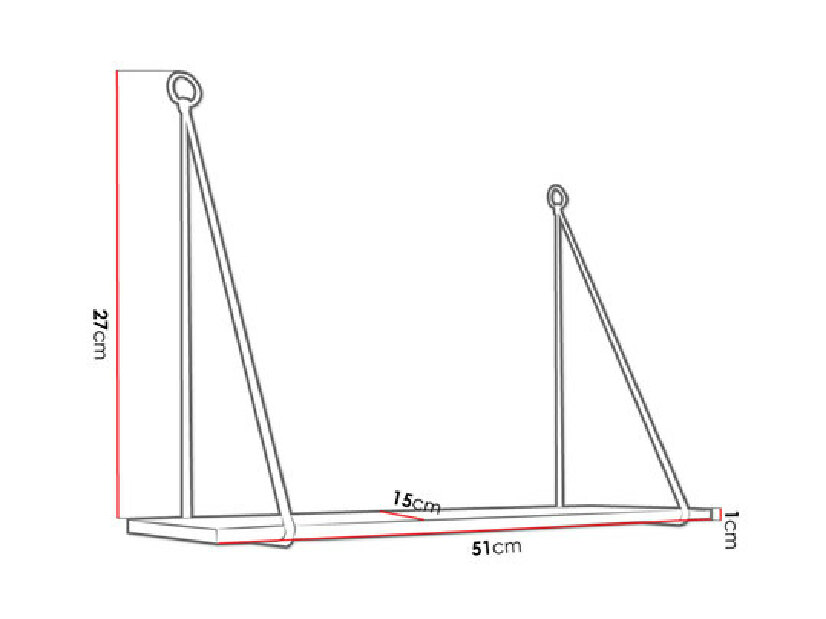 Nástěnná police Freya (černá + paulovnia)