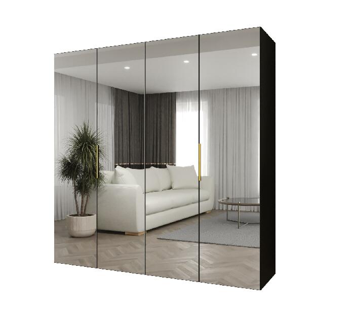 Šatní skříň 200 cm Mirabella 3 (černá + zlatá)