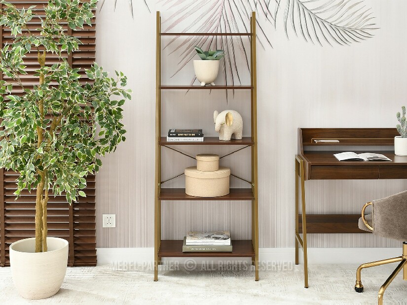 Regál Jeans (ořech + zlatá)