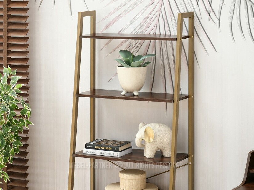 Regál Jeans (ořech + zlatá)