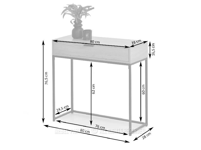 Konzolový stolek Norma M (dub + černá)