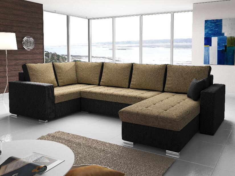 Rohová sedací souprava U Lambert (béžová + černá) (L)