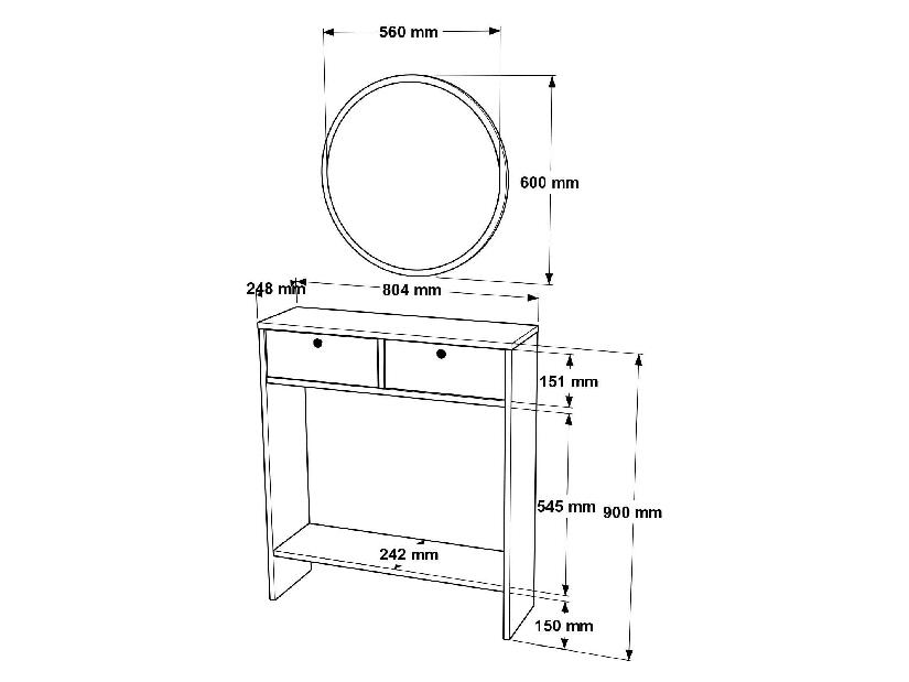 Konzolový stolek Lentorella 2 (se zrcadlem) (bílá + vícebarevné)