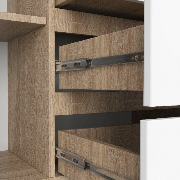 Komoda Kurtinaitis 2D 4SZ (dub sonoma + bílá)