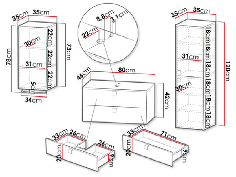 Koupelnová sestava Petralonas I (šedá)