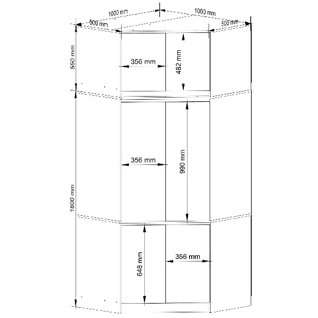 Rohová šatní skříň (s nástavbou) Sentirse (dub sonoma)