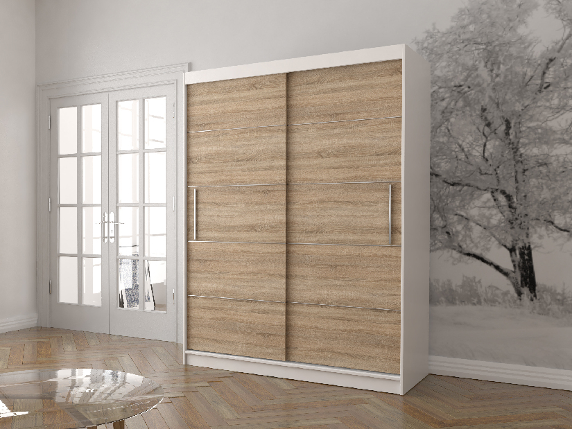 Šatní skříň Viola 06 (dub sonoma + bílá)