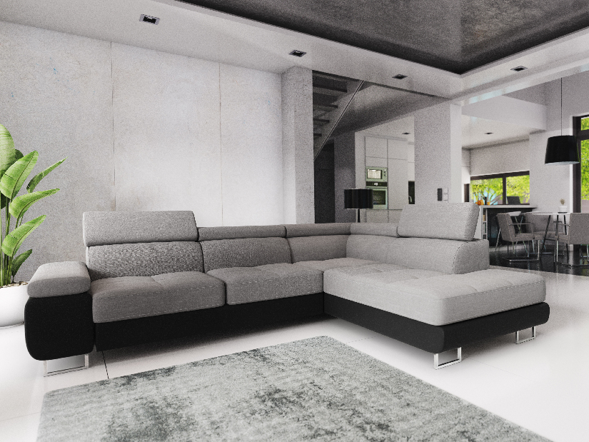 Rohová sedací souprava Ascend L (šedá + černá) (P)