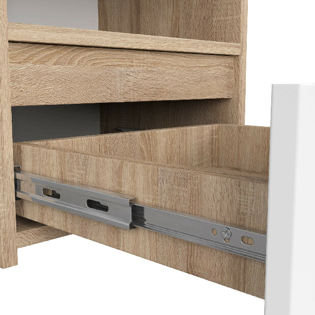 Noční stolek Cincuenta (dub sonoma + bílá)