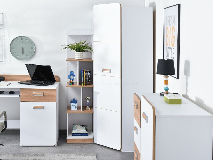 Rohová šatní skříň Congresual C14 (bílá)