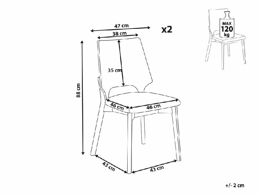 Set 2 ks jídelních židlí Abie (tmavé dřevo)