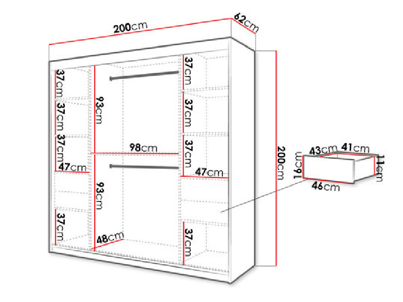 Šatní skříň Reforzarlas (černá + dub artisan)