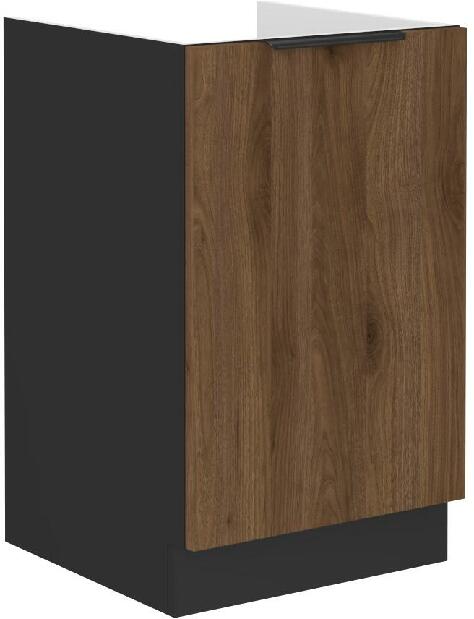 Dolní kuchyňská skříňka Manana 50 ZL 1F BB (korpus: černá matná + fronta: ořech okapi)