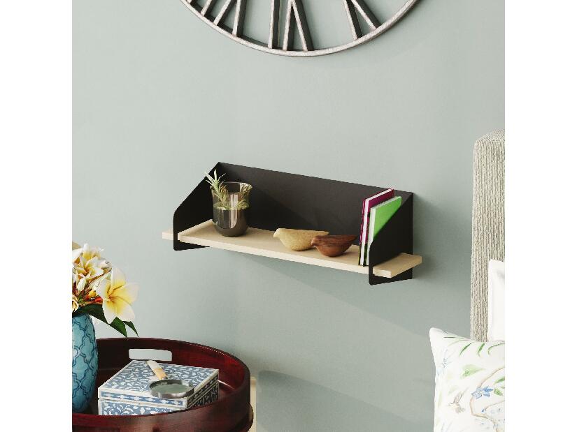 Nástěnná police Longoan 1 (černá)