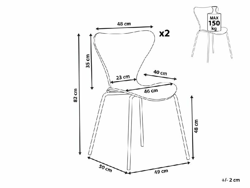 Set 2 ks jídelních židlí Baylor (bílá)