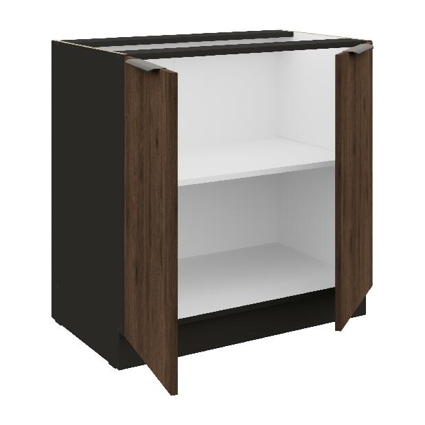 Dolní kuchyňská skříňka Manana 80 D 2F BB (korpus: černá matná + fronta: ořech okapi)