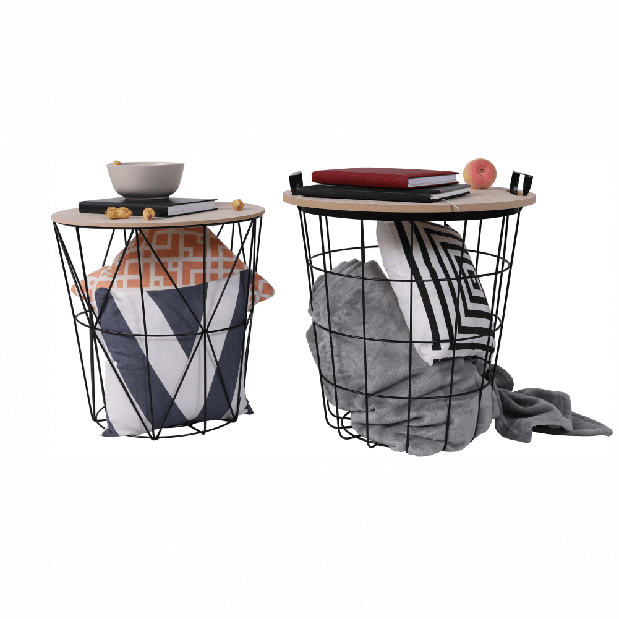 Příruční stolek Nanko typ 3 (přírodní + černá) *výprodej