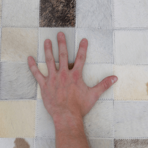 Kožený koberec 200x200 cm Kazuko TYP 10 (hovězí kůže + vzor patchwork)