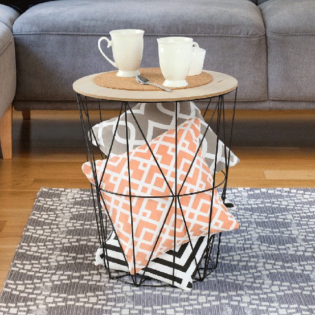 Příruční stolek Nanko typ 3 (přírodní + černá) *výprodej