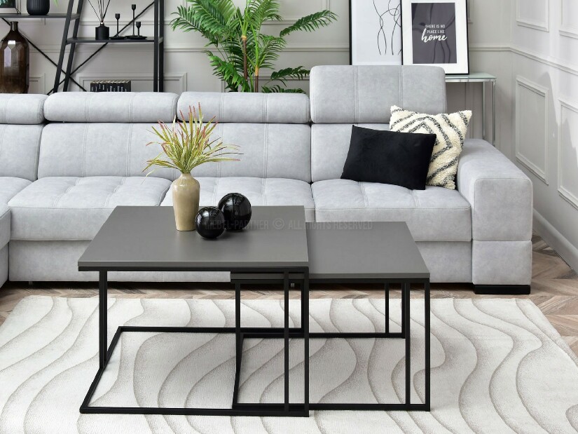 Set 2 konferenčních stolků Destapamos (grafitová + černá)