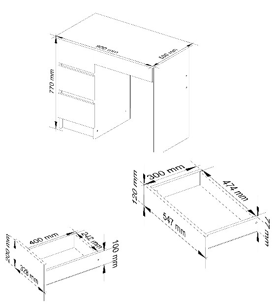 PC stůl Alineadas (bílá)